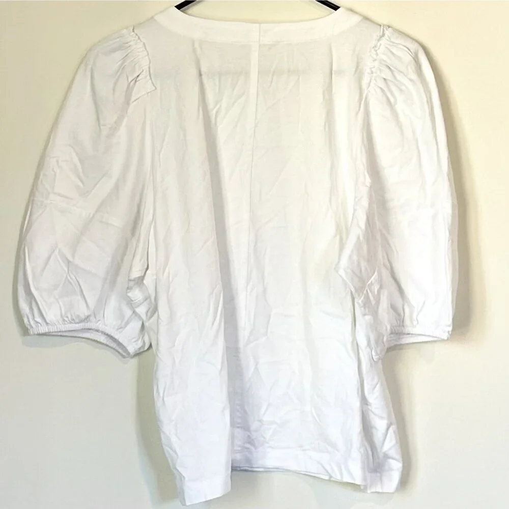 Madewell White Puff-Sleeve Tee - Size: Large *FLAWED*